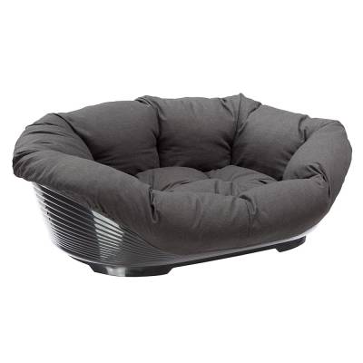 Set aus Ferplast Korb Siesta Deluxe mit Überzug Sofà - Anthrazit - Set Größe 10: Korb + Überzug + Füße von ferplast